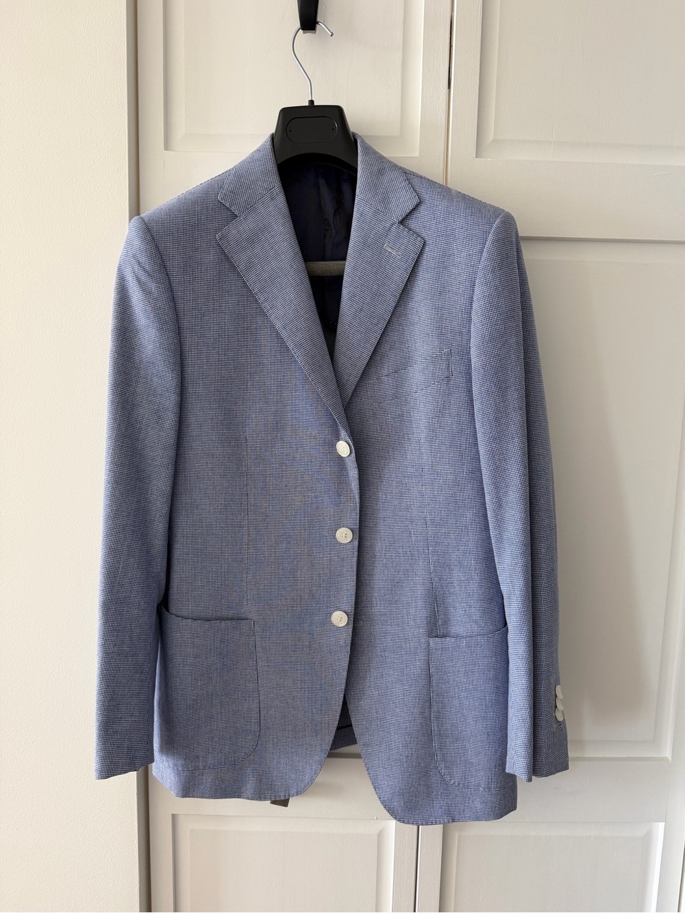 LUCA SARTORIALE Italian Wool Summer Blazer | Blue Micro Check Sport Coat 38R NEW